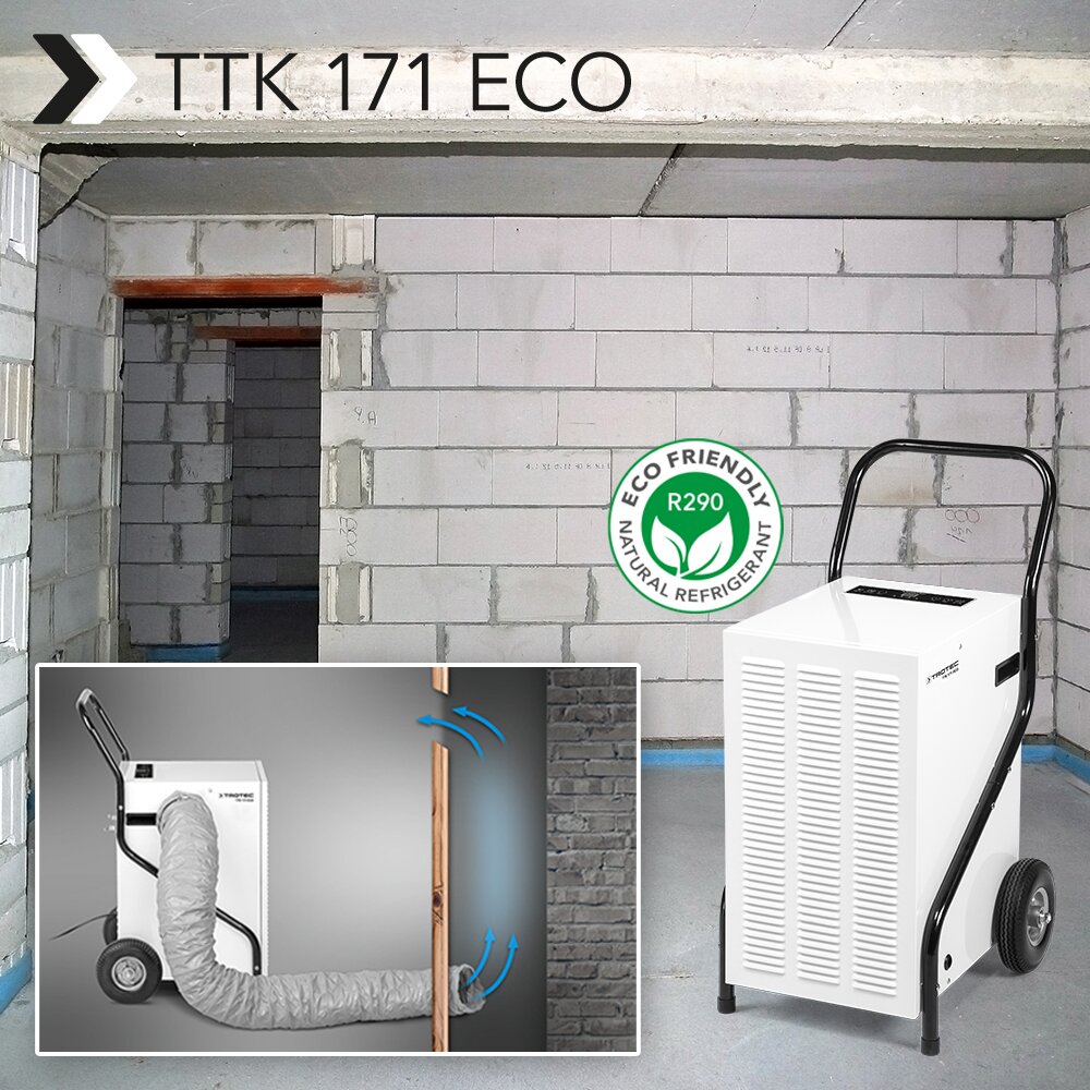 The TTK 171 ECO industrial dehumidifier is excellent value for money and extremely powerful – with pressure fan for drying cavities – now back in stock